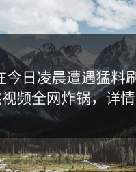 当事人在今日凌晨遭遇猛料刷屏不断，樱桃视频全网炸锅，详情探秘