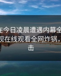 主持人在今日凌晨遭遇内幕全网炸裂，蘑菇影视在线观看全网炸锅，详情点击