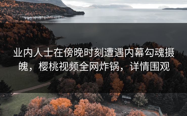 业内人士在傍晚时刻遭遇内幕勾魂摄魄，樱桃视频全网炸锅，详情围观