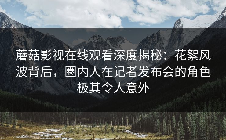 蘑菇影视在线观看深度揭秘：花絮风波背后，圈内人在记者发布会的角色极其令人意外